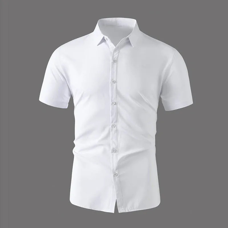 New Men’s Business Casual Solid Color Short Sleeved Shirt for Summer Fashion No