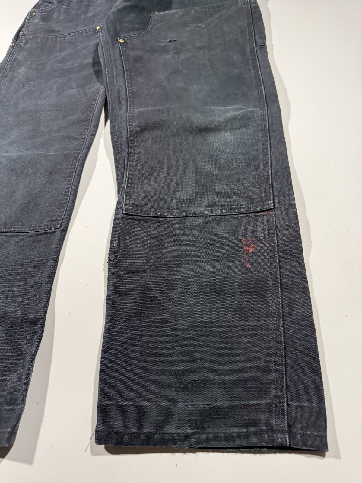 Carhartt Double Knee Pants Mens 34×31 Black Duck Canvas Workwear Utility B01 BLK