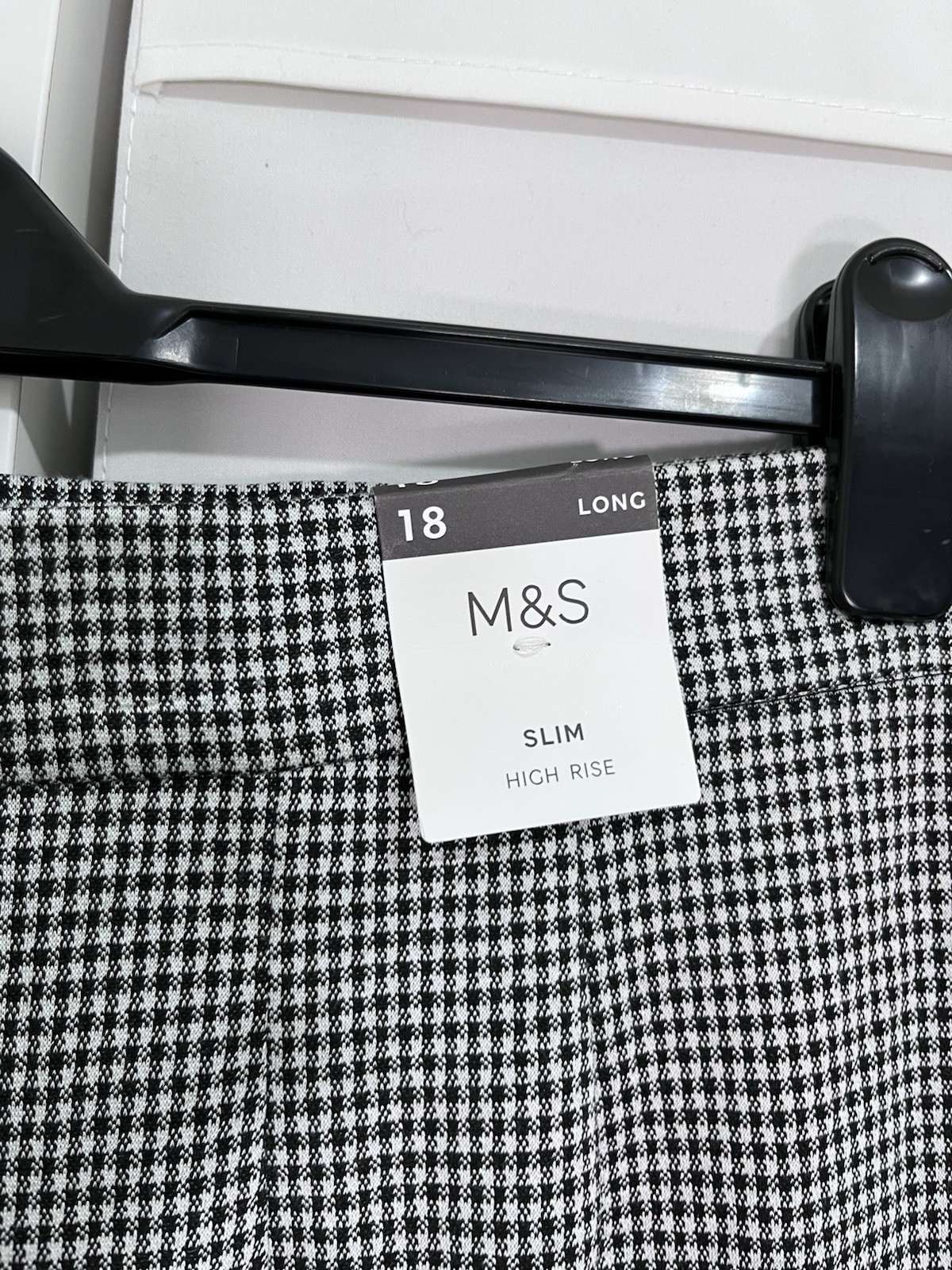 M&S Ladies Trousers Size 18 Houndstooth Pull On Elasticated Waist W37 L28 BNWT