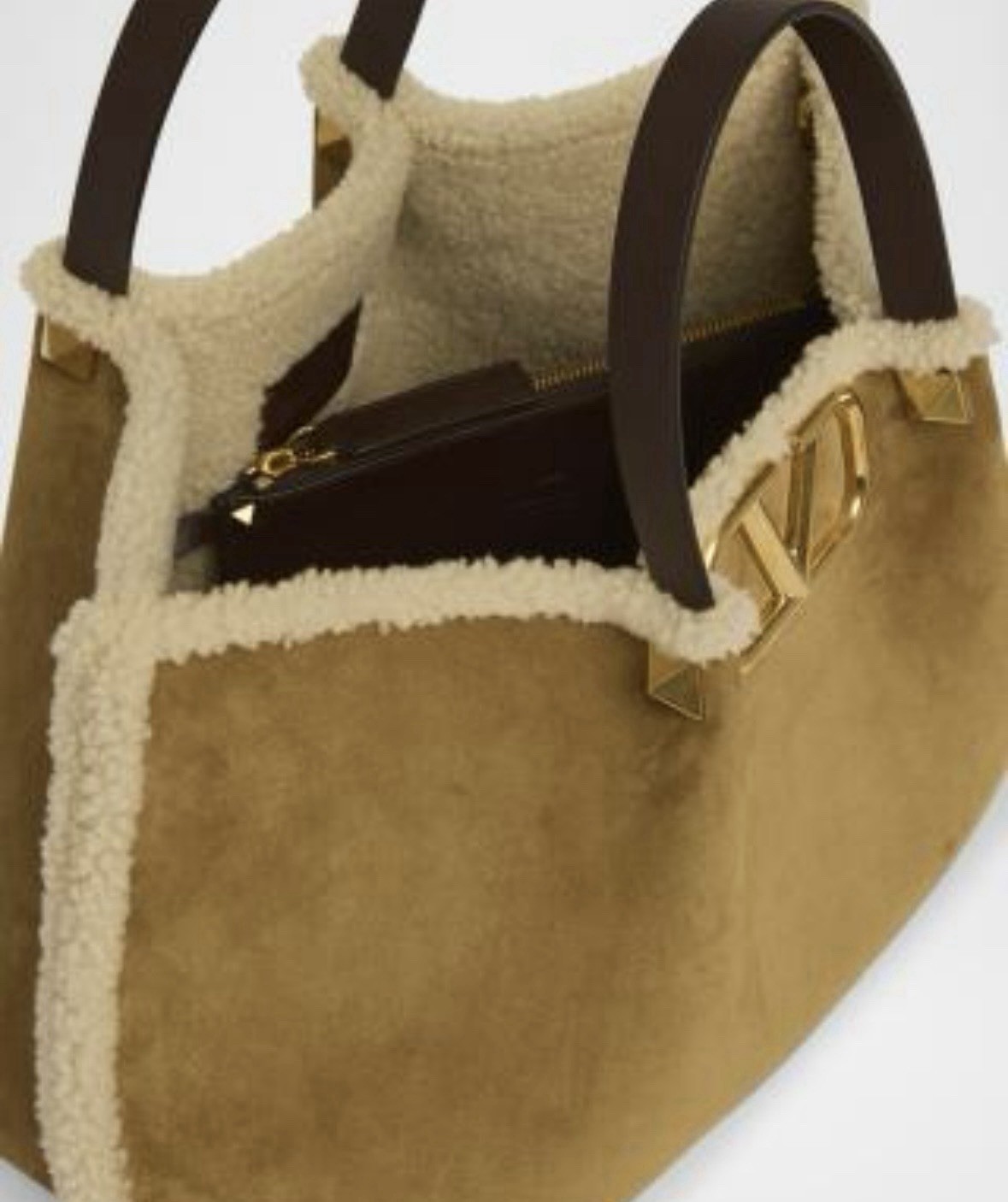 Valentino Garavani Medium Suede Shopping with Shearling Lining. Original $3,700