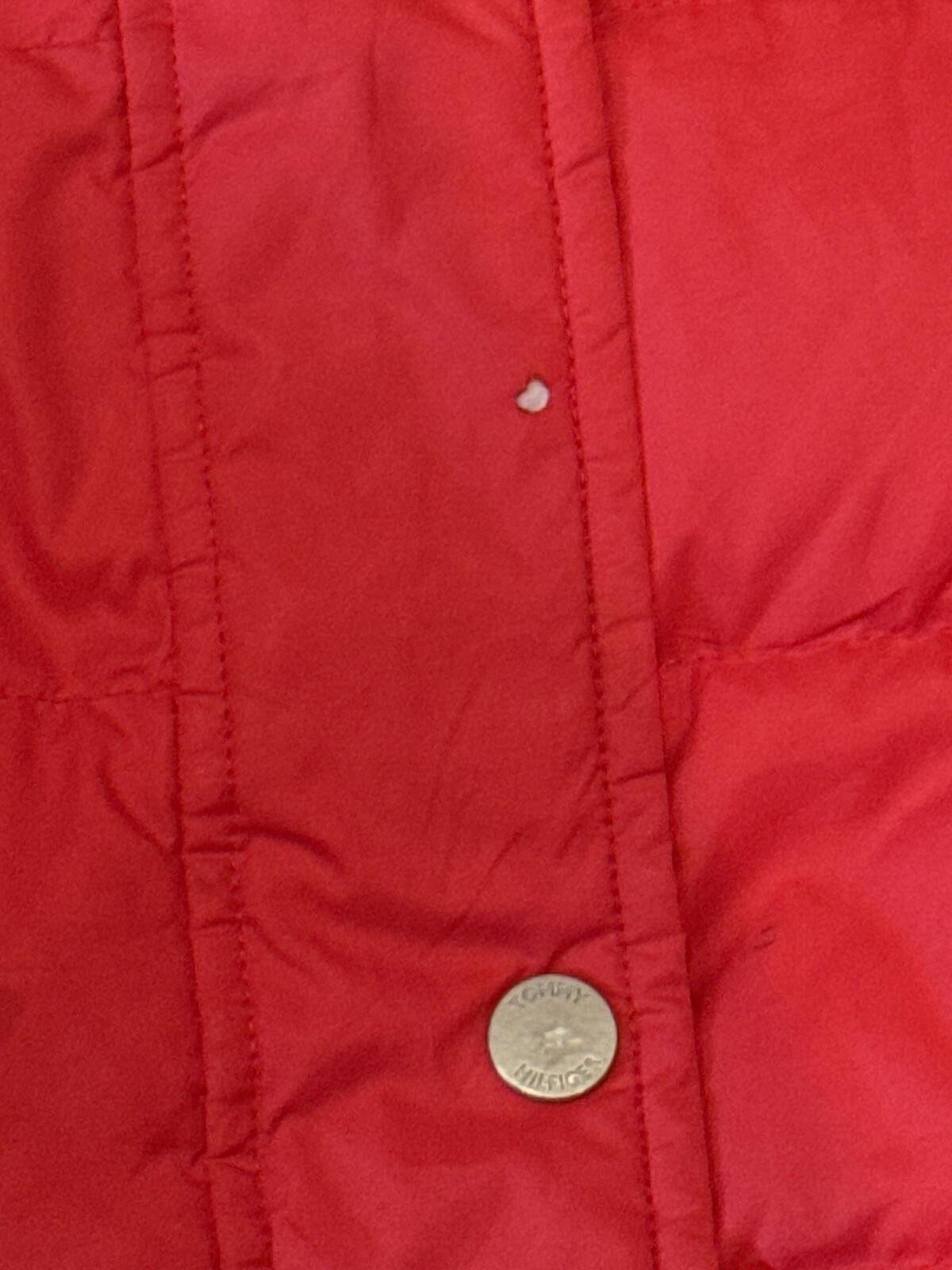 Tommy Hilfiger Red Hooded Puffer Coat with Faux Fur Trim