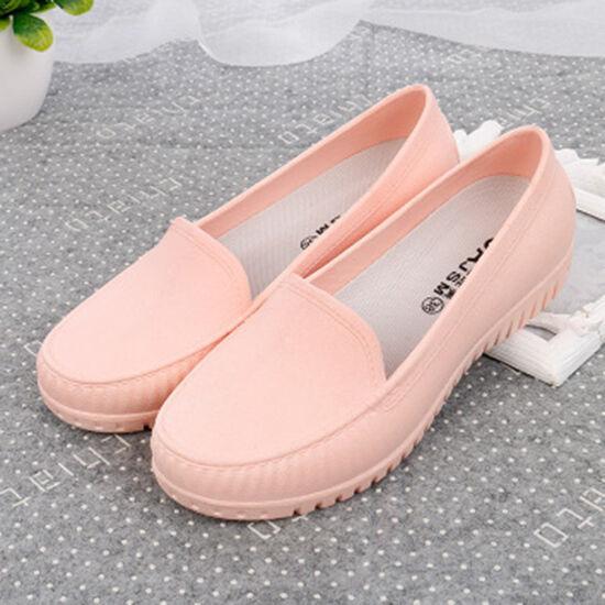 Womens Nurse Work Shoes Plastic kitchen Rainshoes Slip-On Waterproof Flats Size