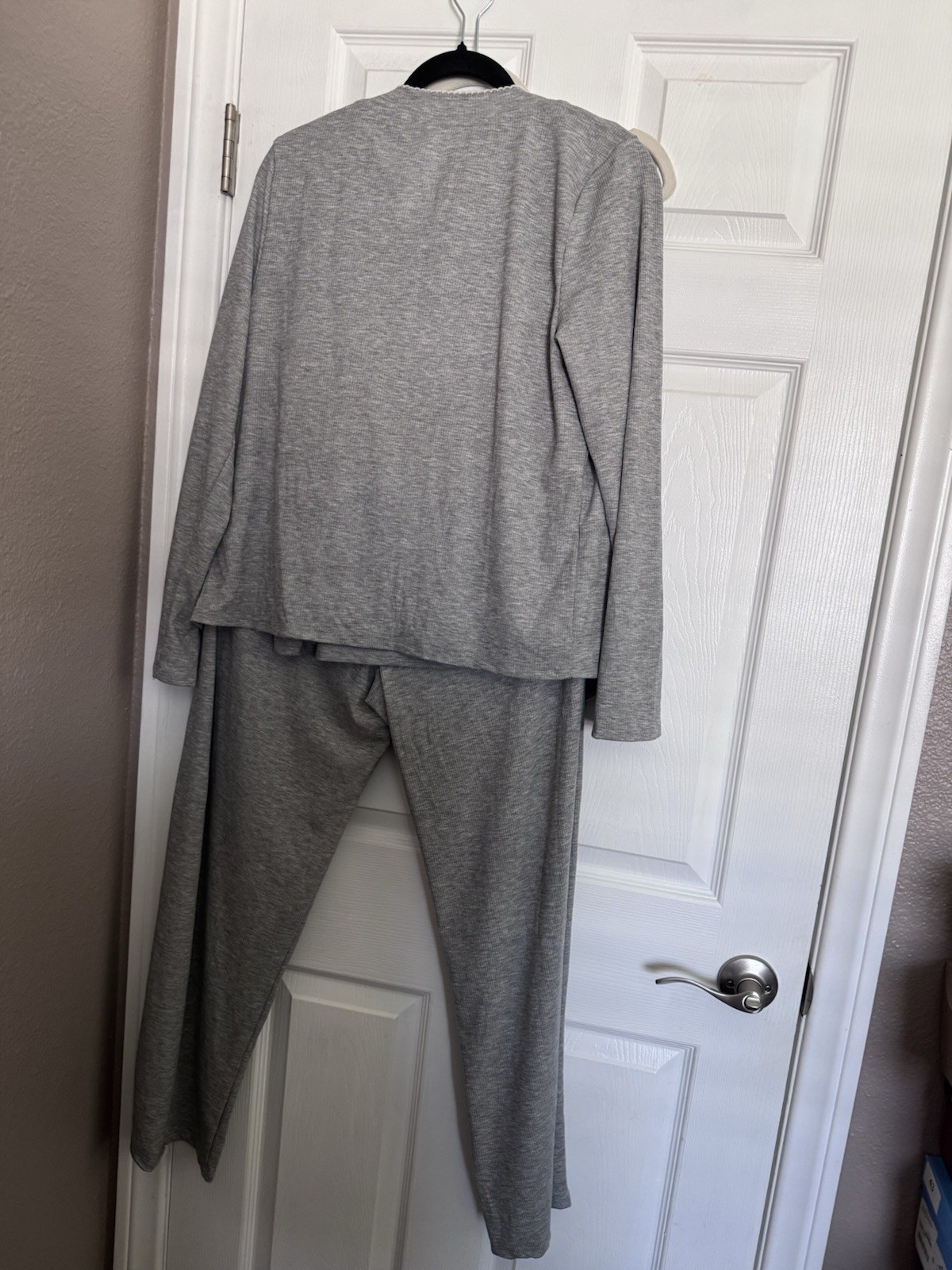 Live 2 Lounge 3-Piece Ribbed Button Lightweight Pajama Set Gray Women L