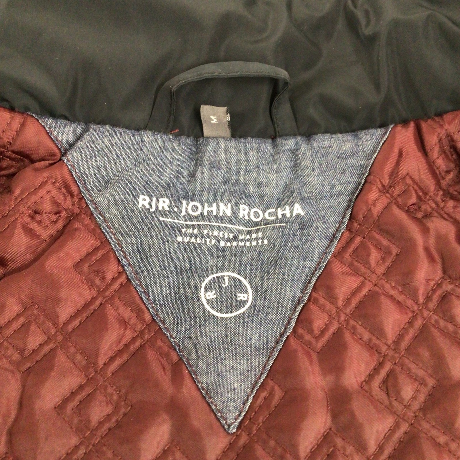 John Rocha Blue Quilted Jacket Size M with Buckle Collar and Zip Closure