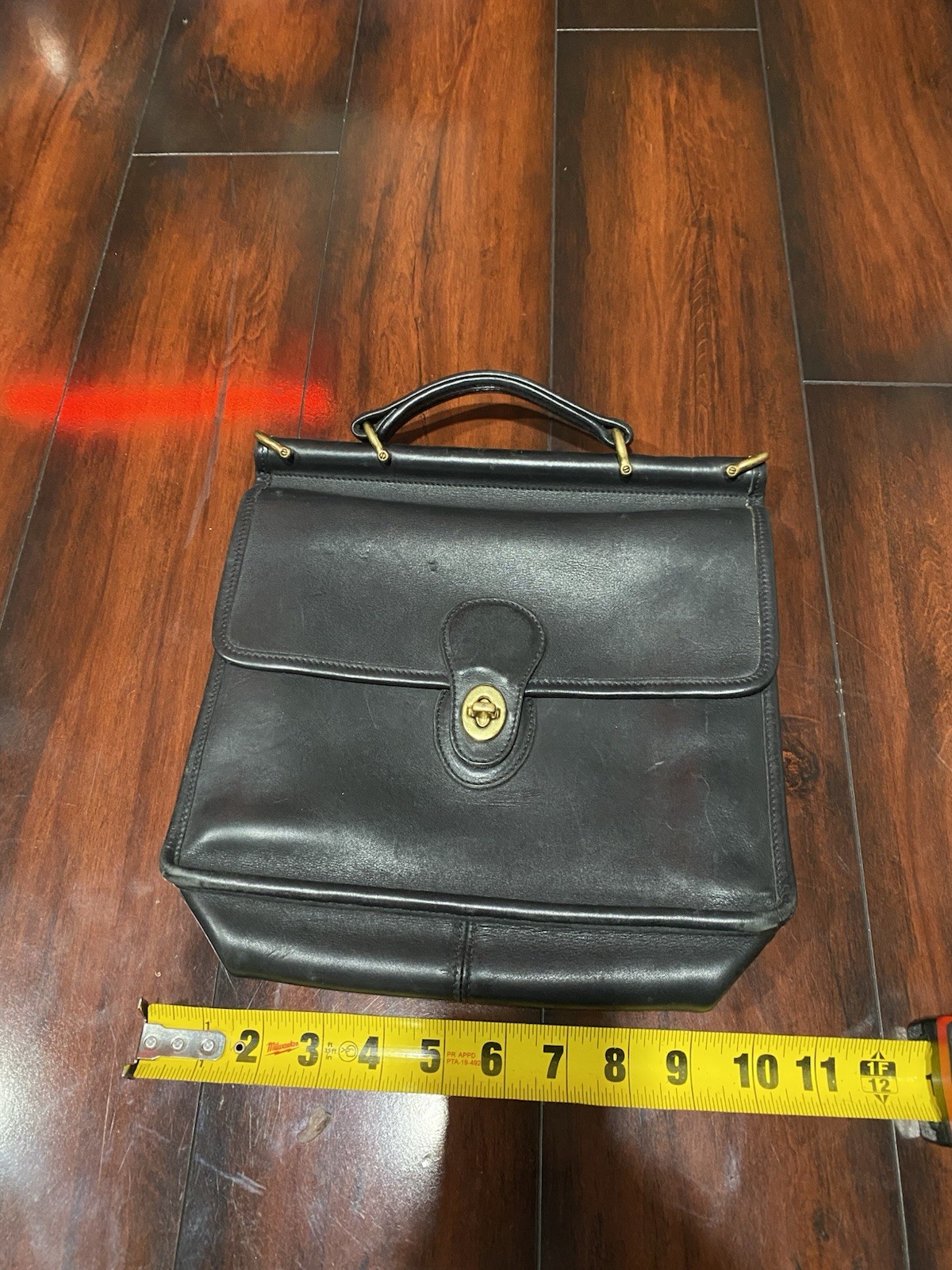 Vintage Coach Black Top Handle Bag Turn Lock Closure, Gold Hardware,