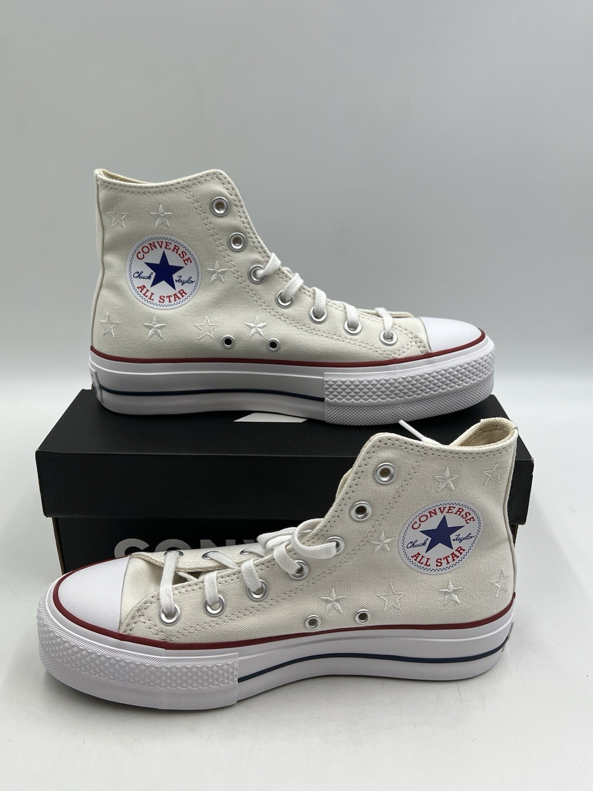Converse CTAS Lift Hi Women’s Sneakers Vintage White Stars Size 8 A15538C NEW
