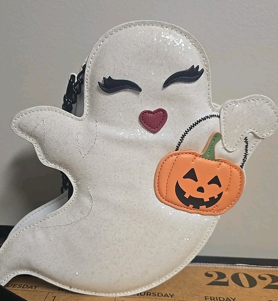 Betsey Johnson Kitsch XO Ghosty Ghost Crossbody Purse Bag Halloween white NEW