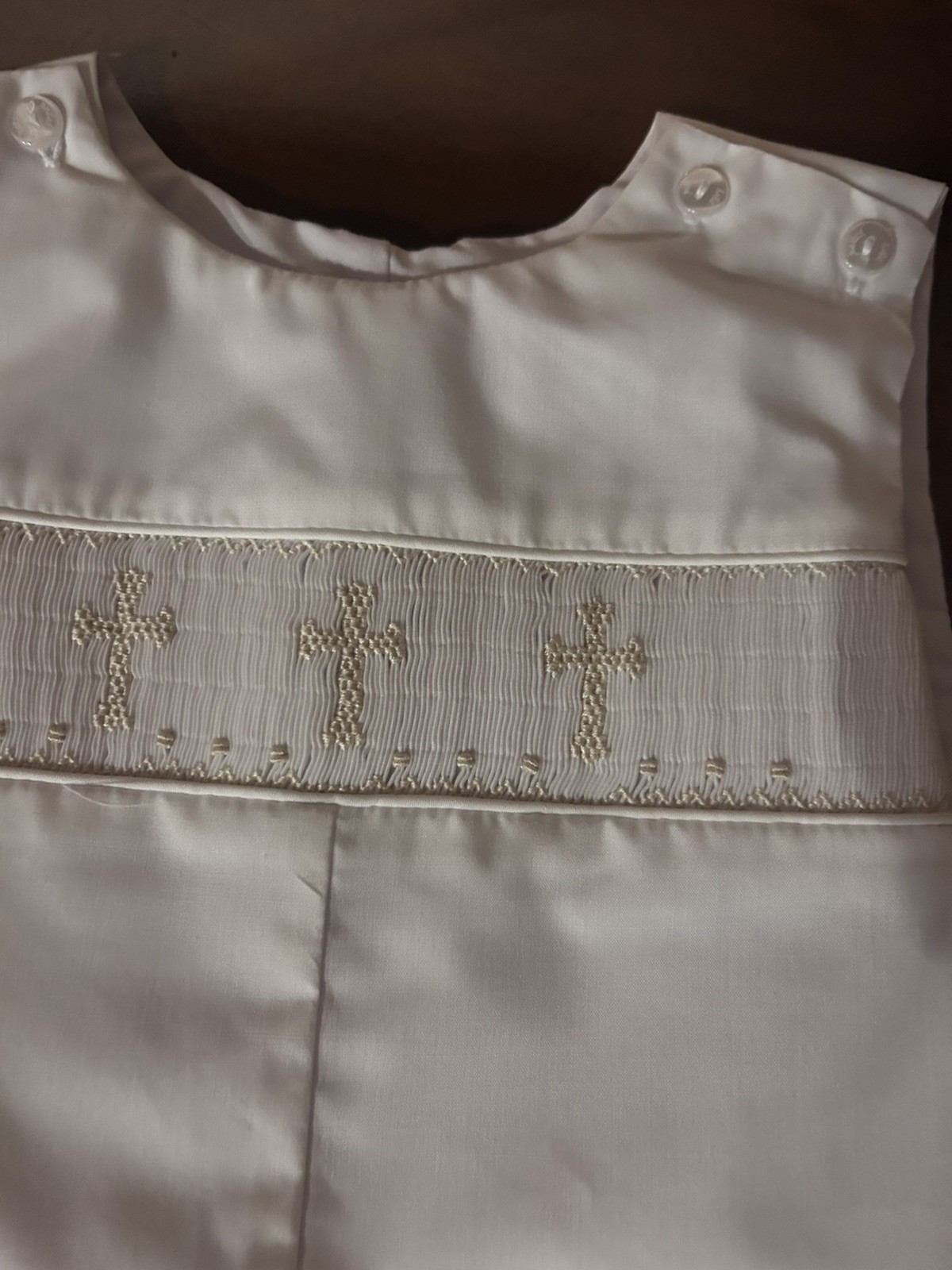 Petit Bebe Smocked Cross Jon Jon Romper Boys 2T Easter Baptism Christening NWOT