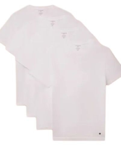 4 PACK LUCKY BRAND MENS SIZE L COTTON BLEND WHITE CREW NECK T-SHIRT UNDERSHIRT