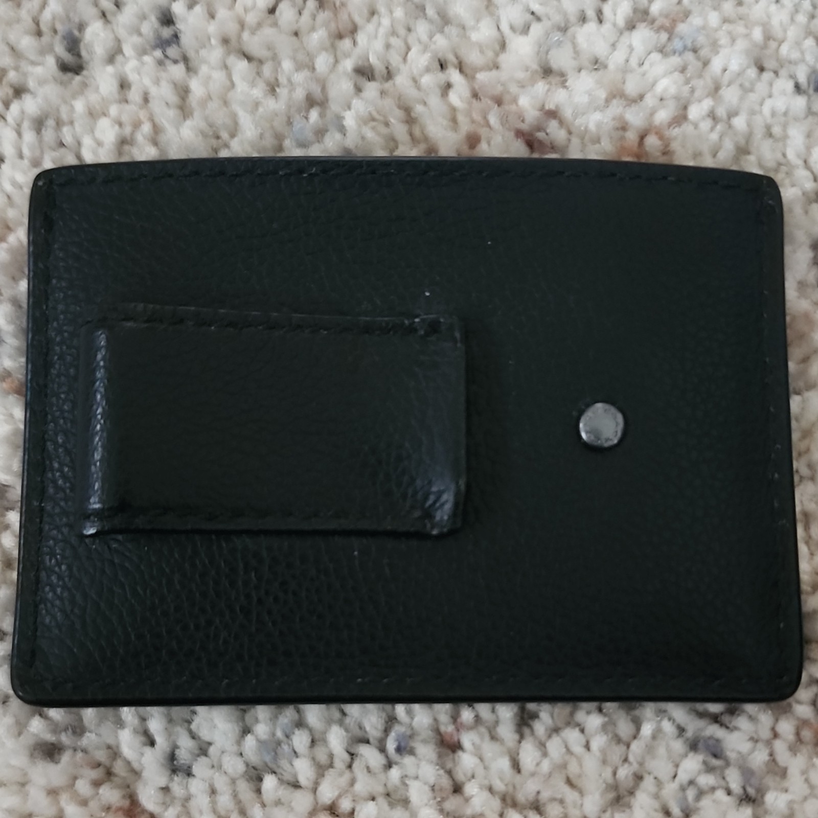 COACH Men’s Black Solid Leather Card Holder Wallet ID Case, Leather Material