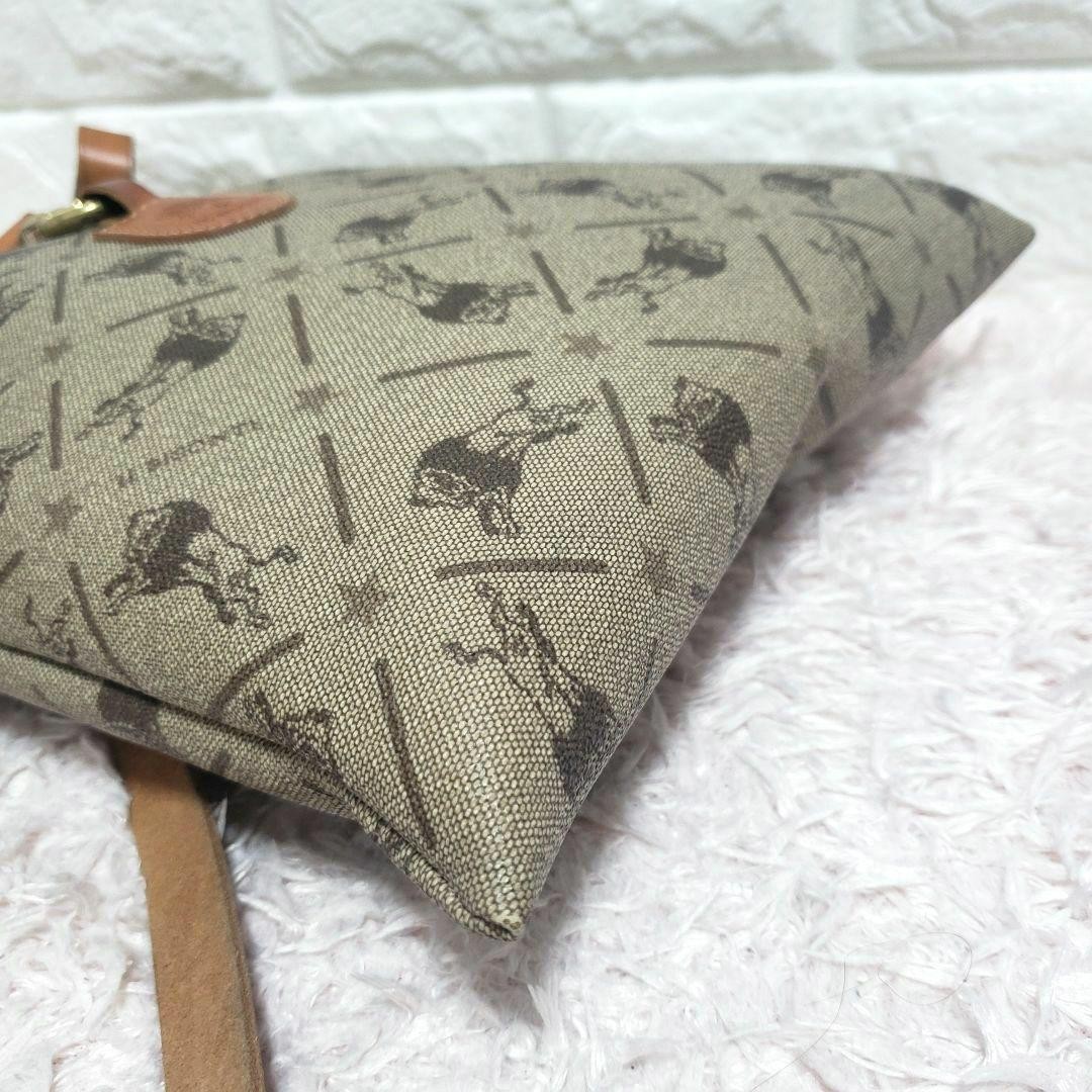 IL BISONTE Monogram Leather Shoulder Bag Beige 11.4×9.4in Adjustable Strap