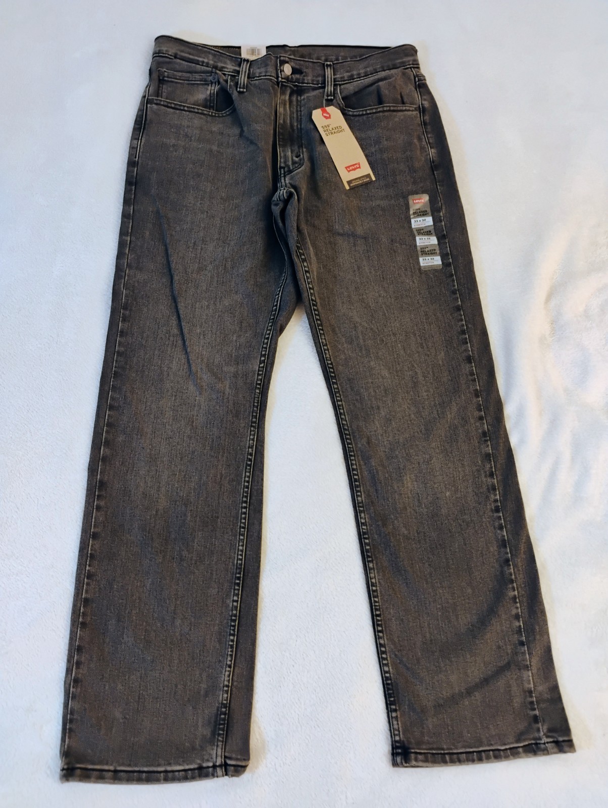 New 33×32 Levi’s 559 Stretch Jeans in Grey ~ Straight Relaxed Stretch 65% cotton