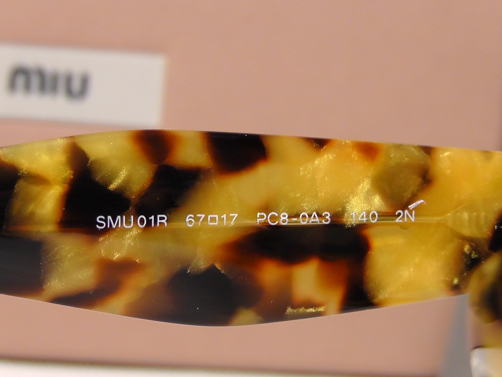 MIU MIU MU01RS67 Light Havana Glitter Frame Yellow Lens 67 17 140**ITALY***NIB**