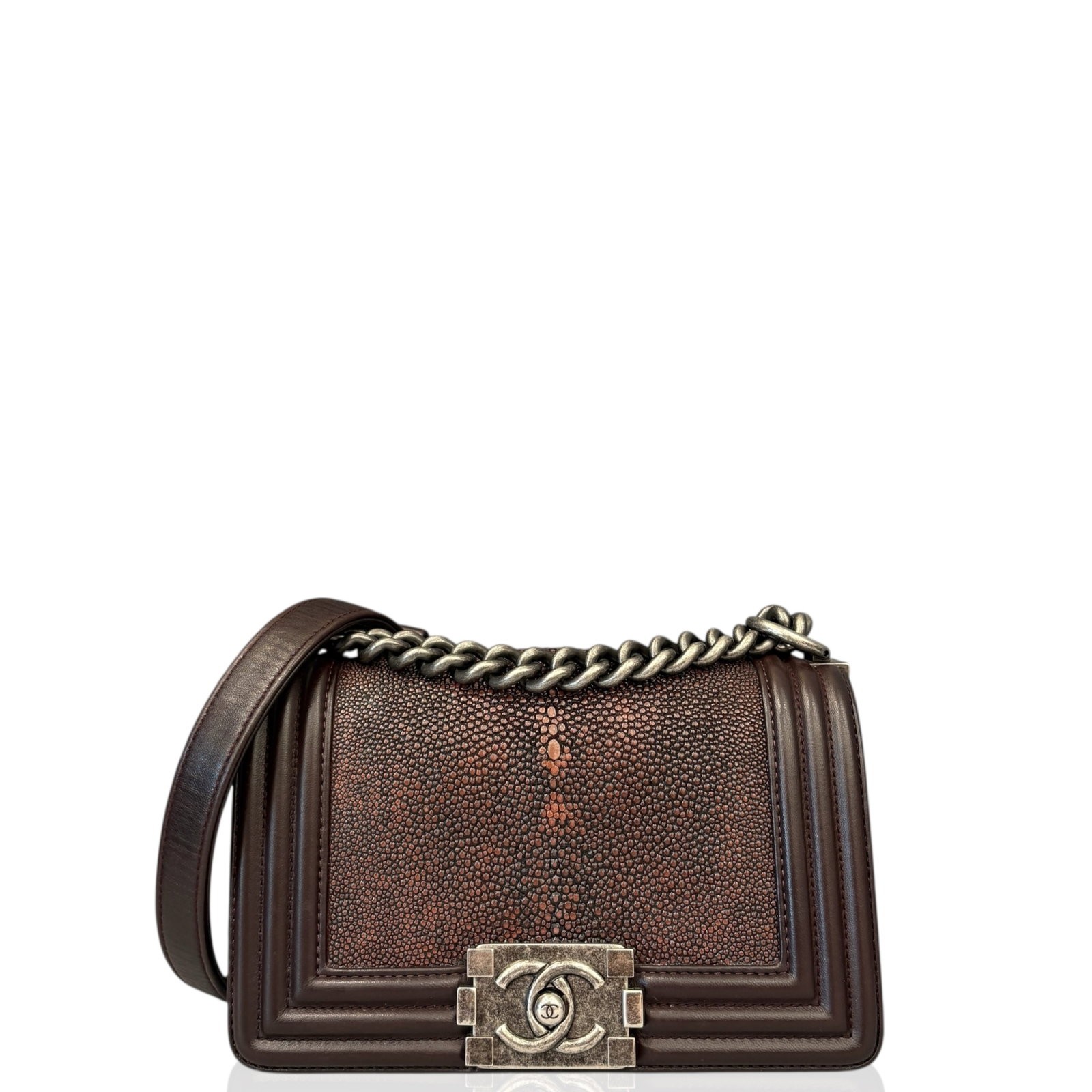 Chanel Mini Boy Flap Burgundy Galuchat Stingray (hs032826g3)