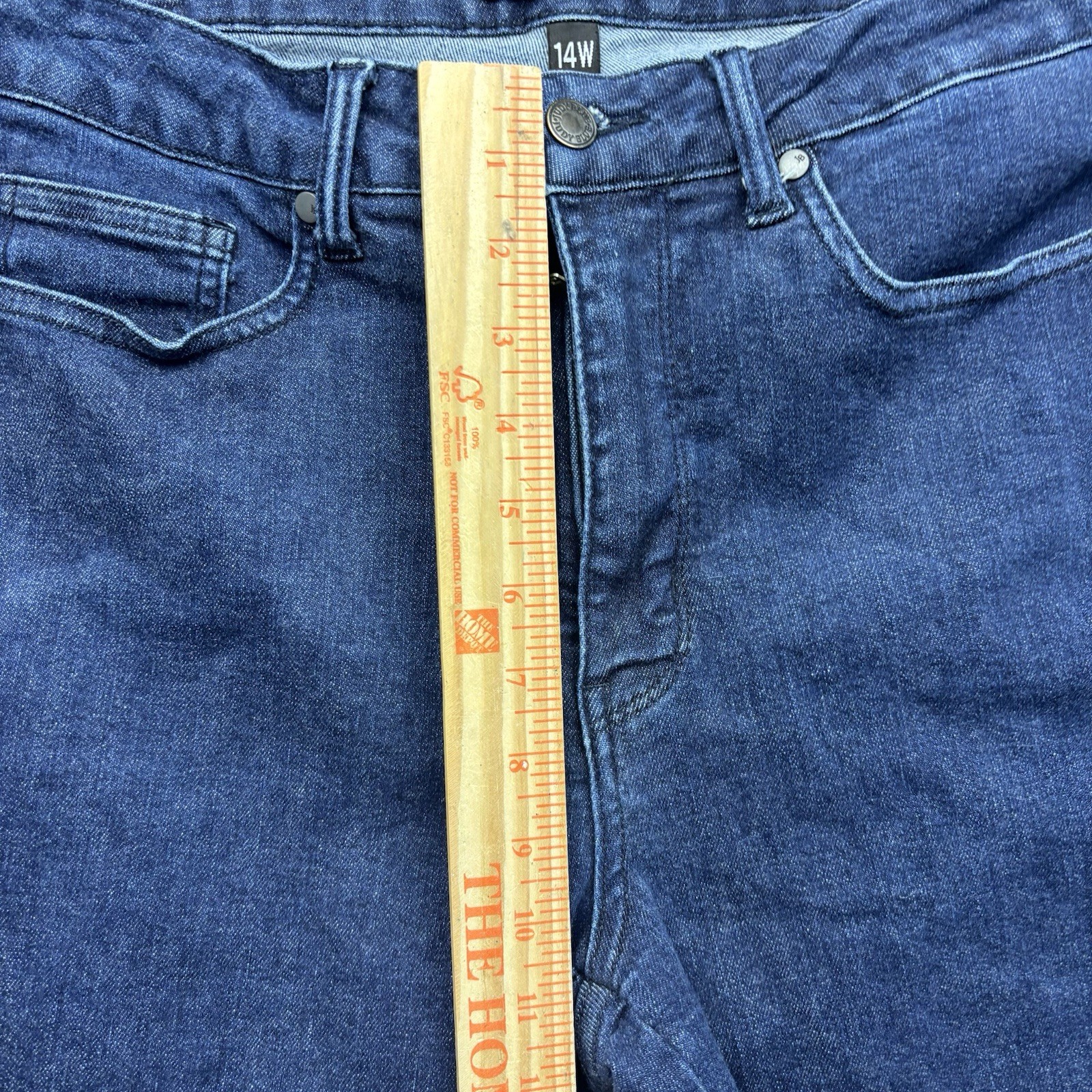 Judy Blue High Waist Control Top Straight Jeans Raw Hem Dark Wash Size 14W