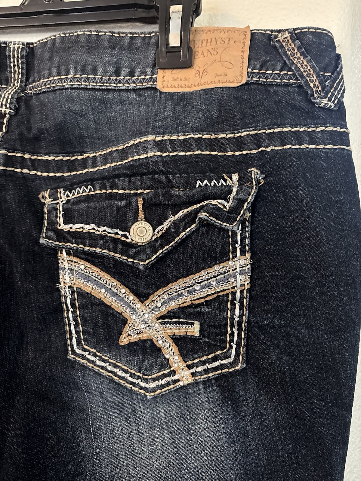 Amethyst Plus Size 18 Jeans Dark Wash Thick Stitch Bootcut Flare Stretch Curvy