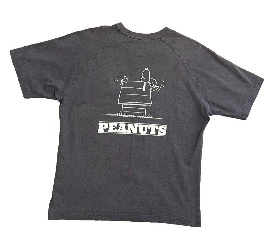 Rare Uniqlo UT Peanuts Snoopy Weekend Workout Raglan T Shirt Fade Black M