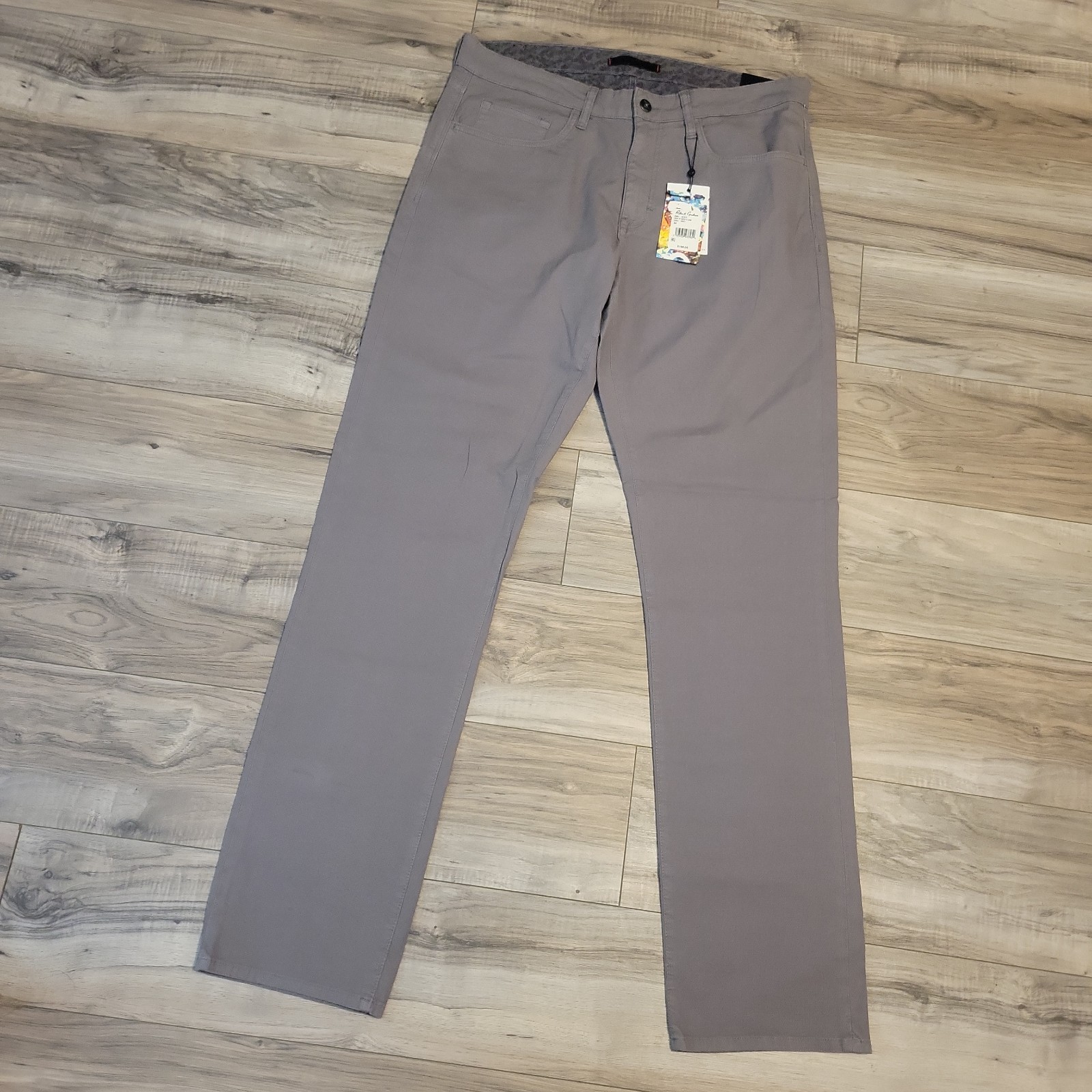 Robert Graham Sayer Pants Mens Gray Straight Leg 34×33 Cotton 98% Spandex 2% NEW