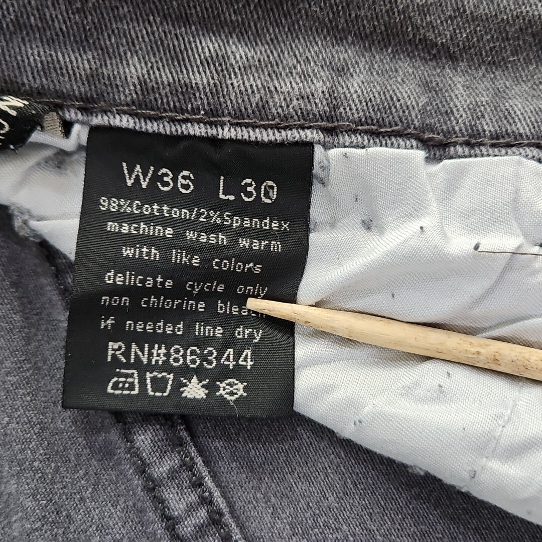 Franky Max Jeans Men’s W36 L30 Tapered Gray Wash Moto Biker Reinforcement Denim