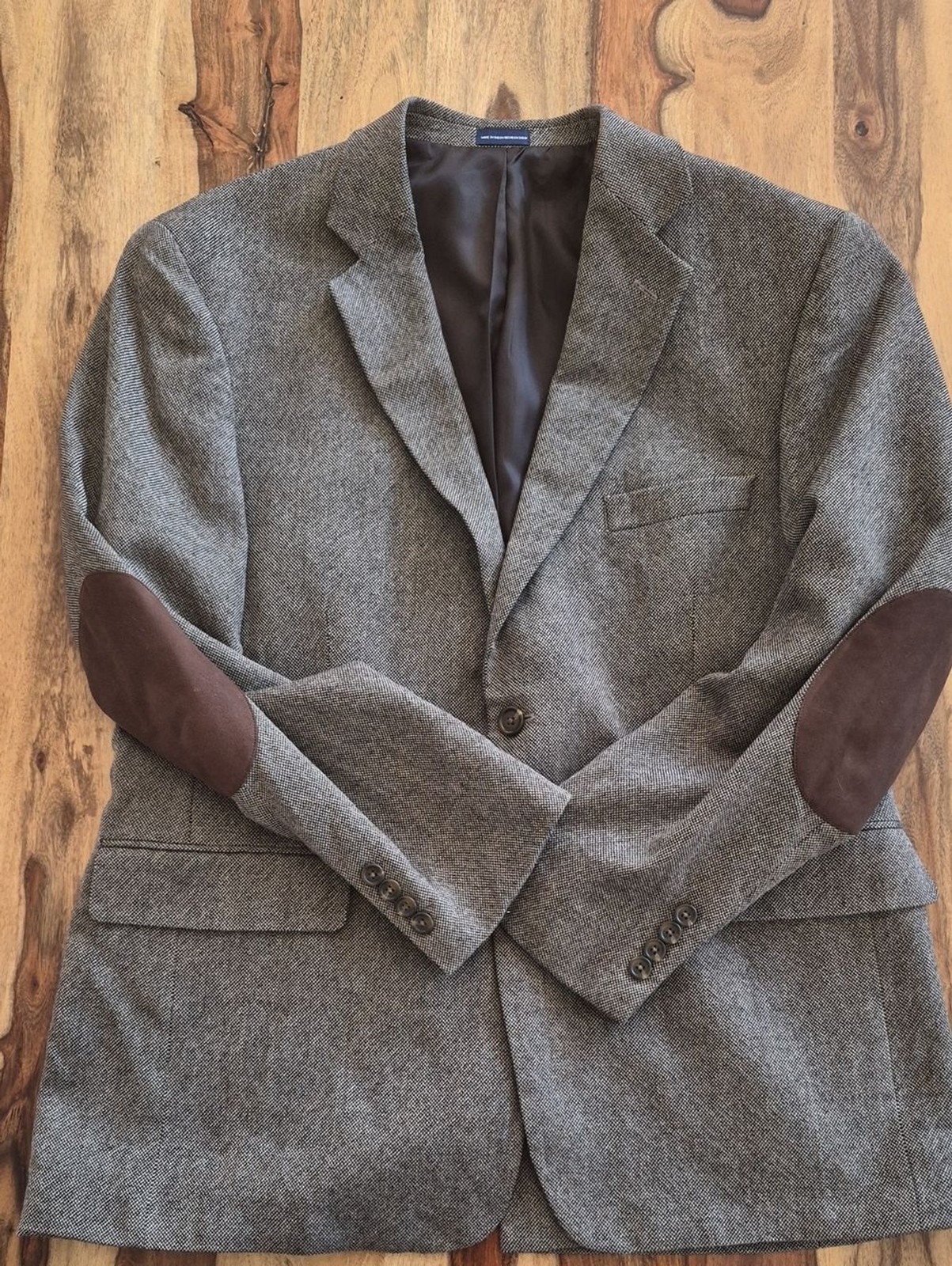 Stafford Essentials 100% Wool, Elbow Patch, Two Button Blazer Sz 44R