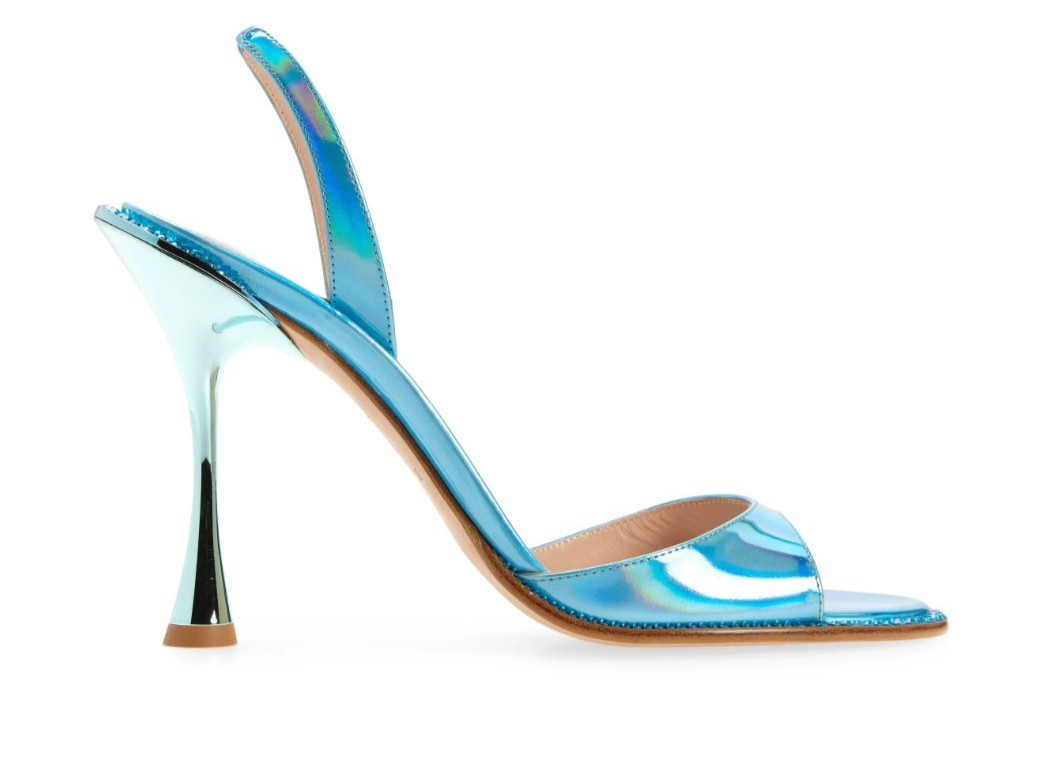 BETZABE Womens Crystal Mirror Slingback Heel Sandal Turquoise Size 37 / US 7