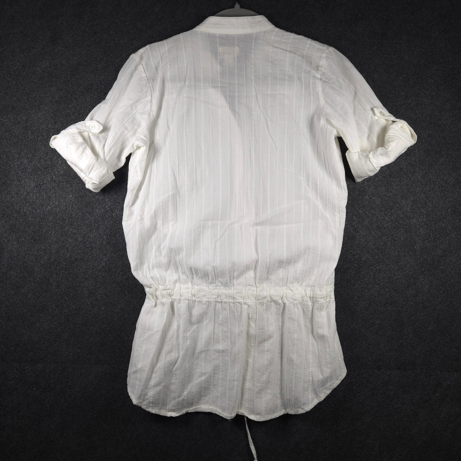 Mossimo Top Femme Size Medium Drawstring Waist Adjustable Tab Sleeves EUC