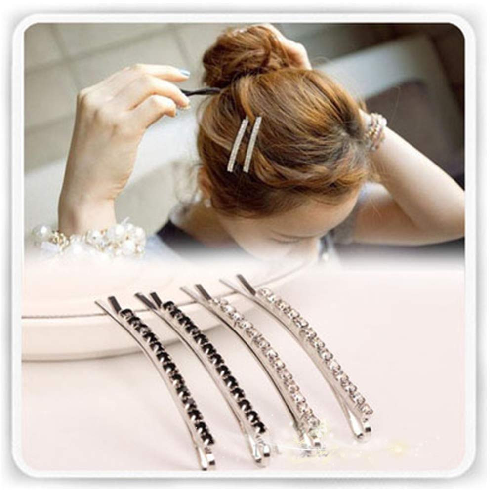12 Pieces Rhinestone Bobby Pins, Silver Metal Hair Clips Diamond Bobby Pins Crys
