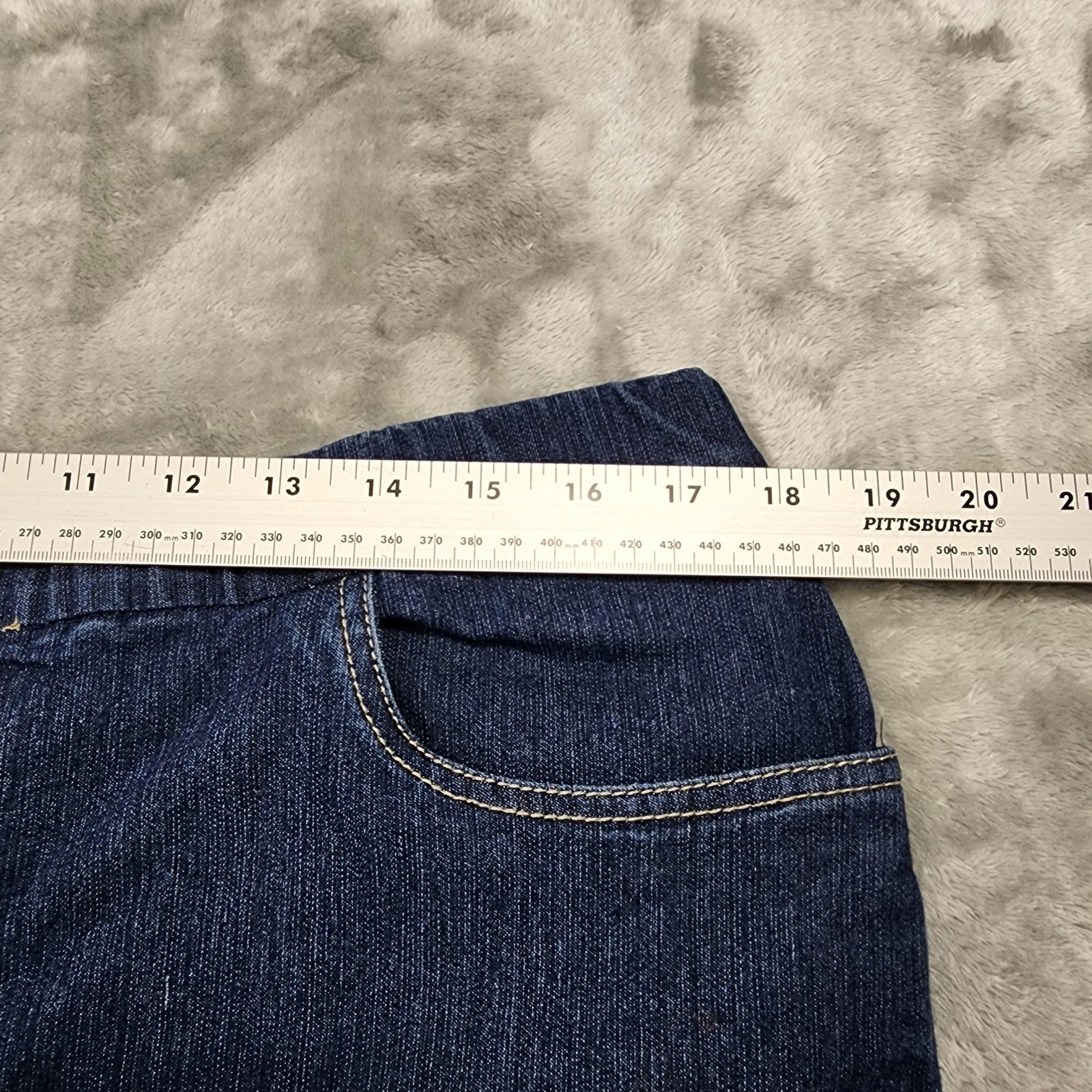 White Stag Jeans Womens XL Blue Dark Wash High Rise Pull On Straight Stretch Leg