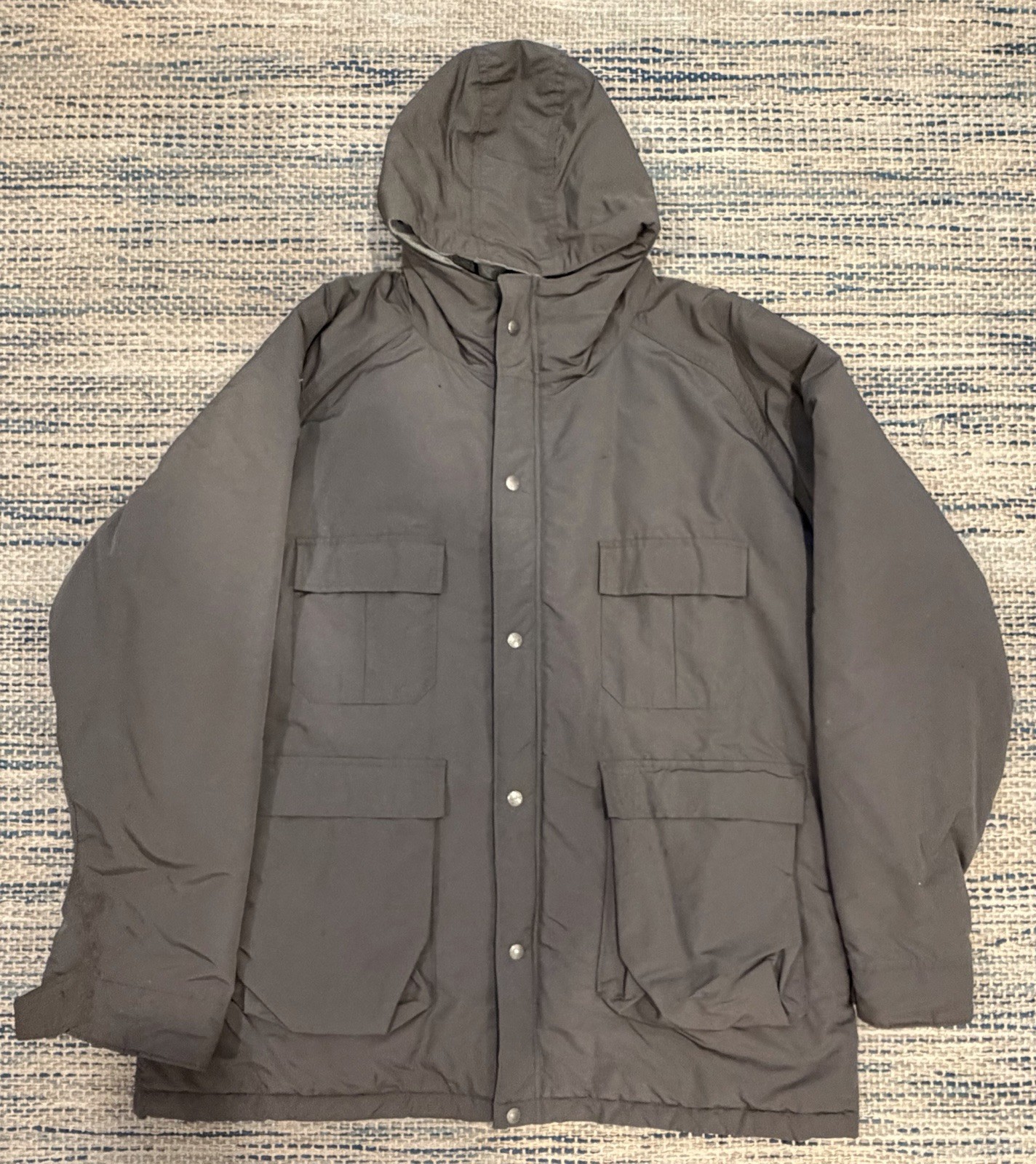Vintage LL Bean Down Parka Jacket XL Gray Hooded Outdoor Coat USA