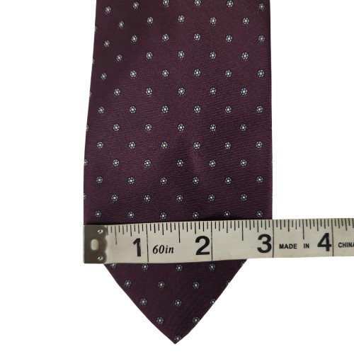 Vtg. Robert Talbott/Jack Henry Burgundy White Foulard Daisies 100% Silk Tie