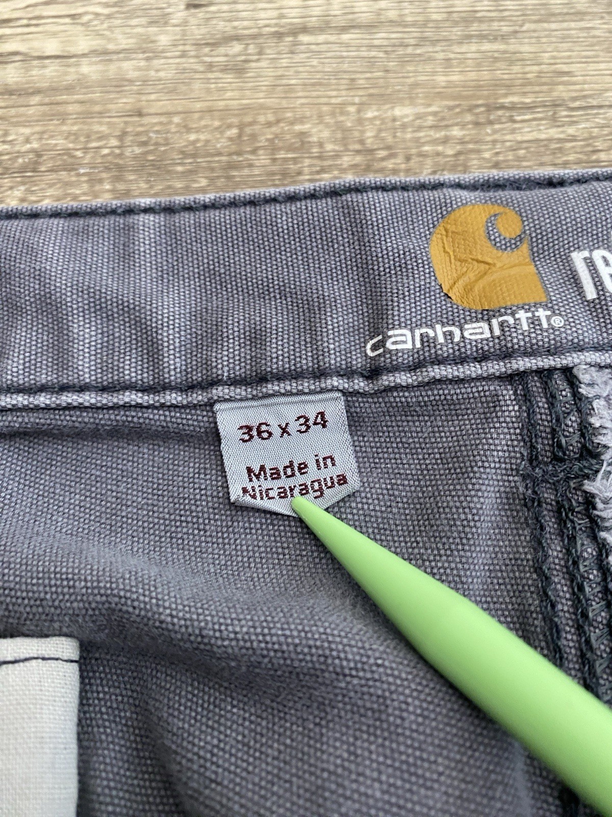 Carhartt Relaxed Straight Pants Men 36×32 Gray Double Knee Distressed 102802-029