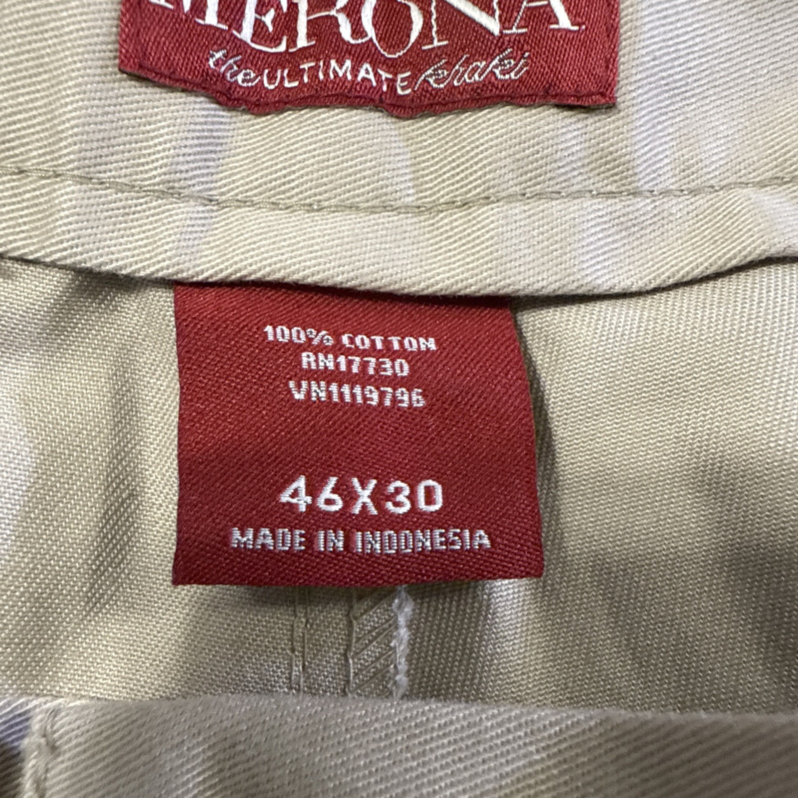 Merona Men’s Pleated Khaki Pants 46×30 Beige NanoTex Fabric 100% Cotton NWT