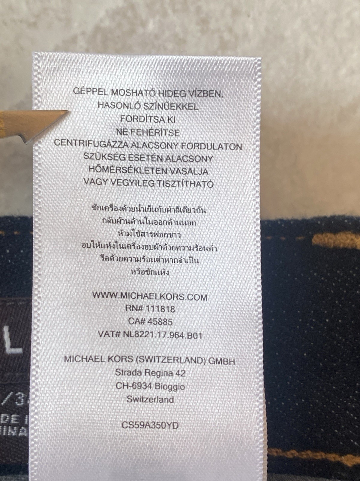 Michael Kors Core Slim Fit Dark Stretch Denim Straight Leg Jeans Mens 32×34 NWT