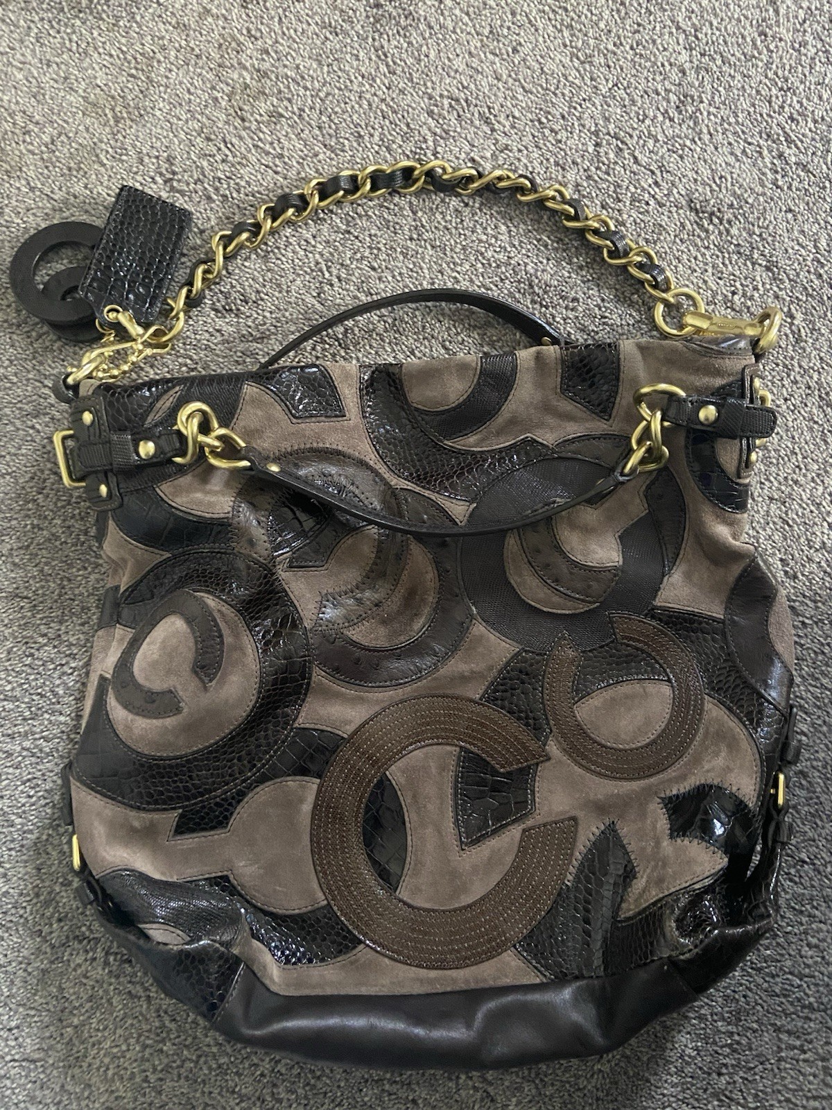 Vintage Coach Brooke Large Shoulder Bag W/ Inlaid C Leather Suede NWOT 14340