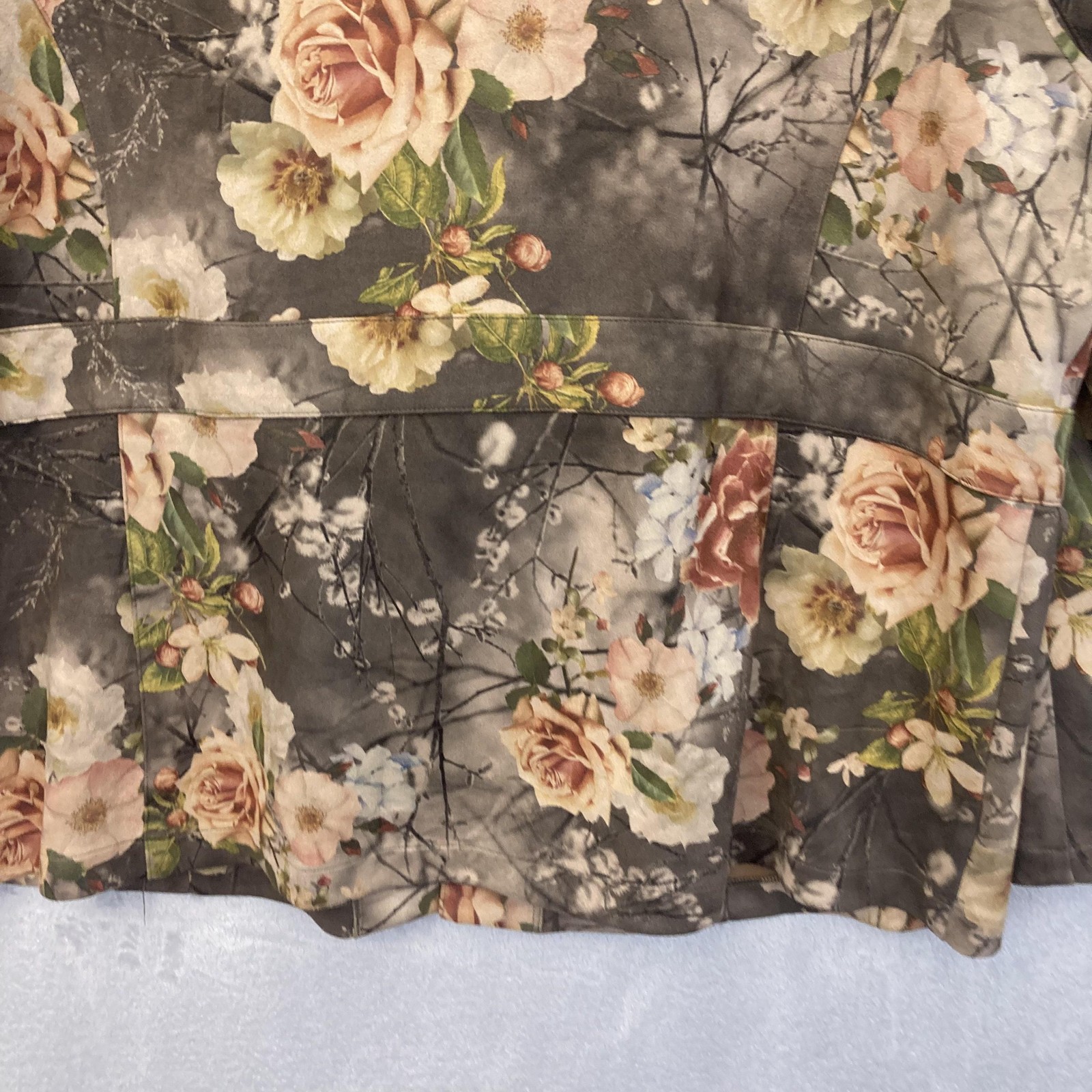 Kate & Mallory Floral Faux Suede Jacket Womens 2X Nature Outdoors Whimsical