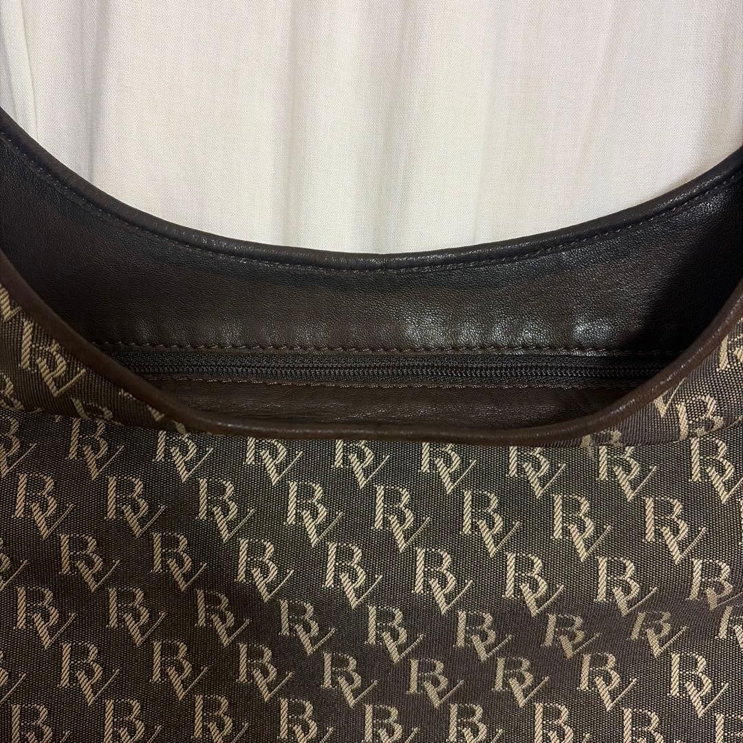 Good Condition Bottega Veneta BV Pattern Shoulder Bag Canvas x Leather Brown