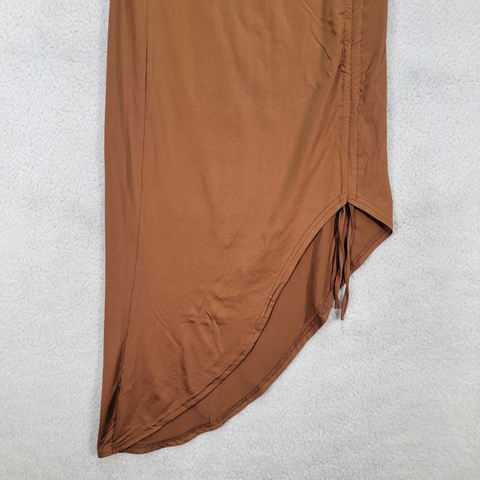 Brown Stretch Pull On Asymmetric Ruched Western Sexy A Line Womens Skirt Size M