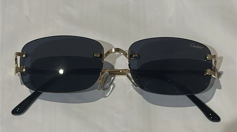 Cartier Big C Without Diamond Cut Black/Gray Frameless Less FREE SHIPPING
