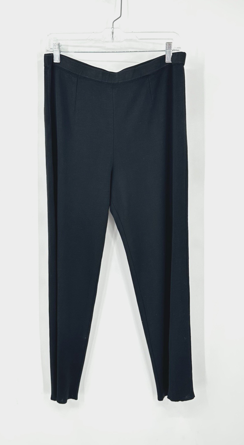 MING WANG straight leg pants black petite PL knit modern knitwear pull on