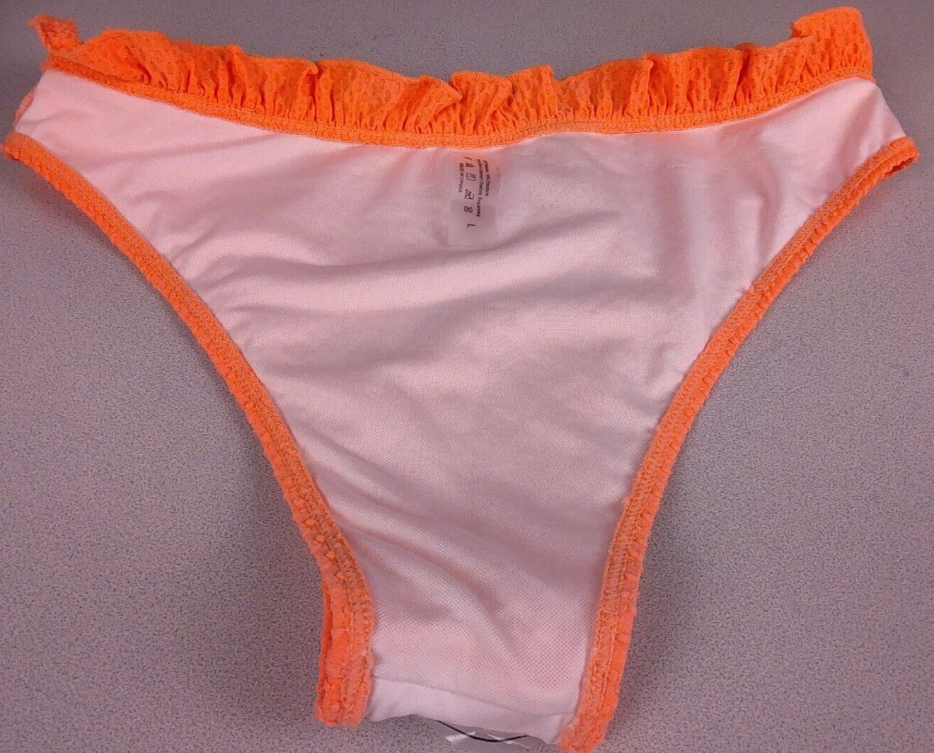 Unbranded Juniors Orange Ruffled Waist Bikini Swim Bottoms Size L – New. (51)