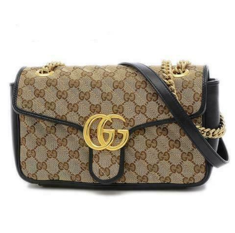 Gucci GG Marmont GG Shoulder Bag Small Beige/Black Canvas