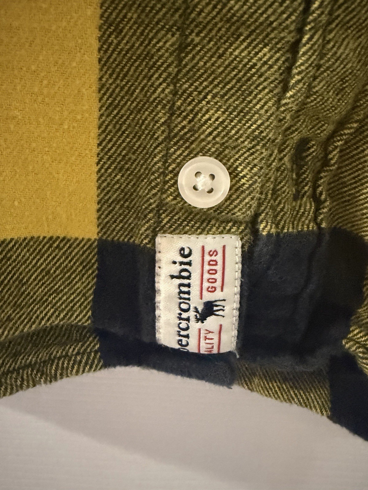 Abercrombie Kids Boys Yellow/Black Plaid Long Sleeve Collared Shirt 11/12
