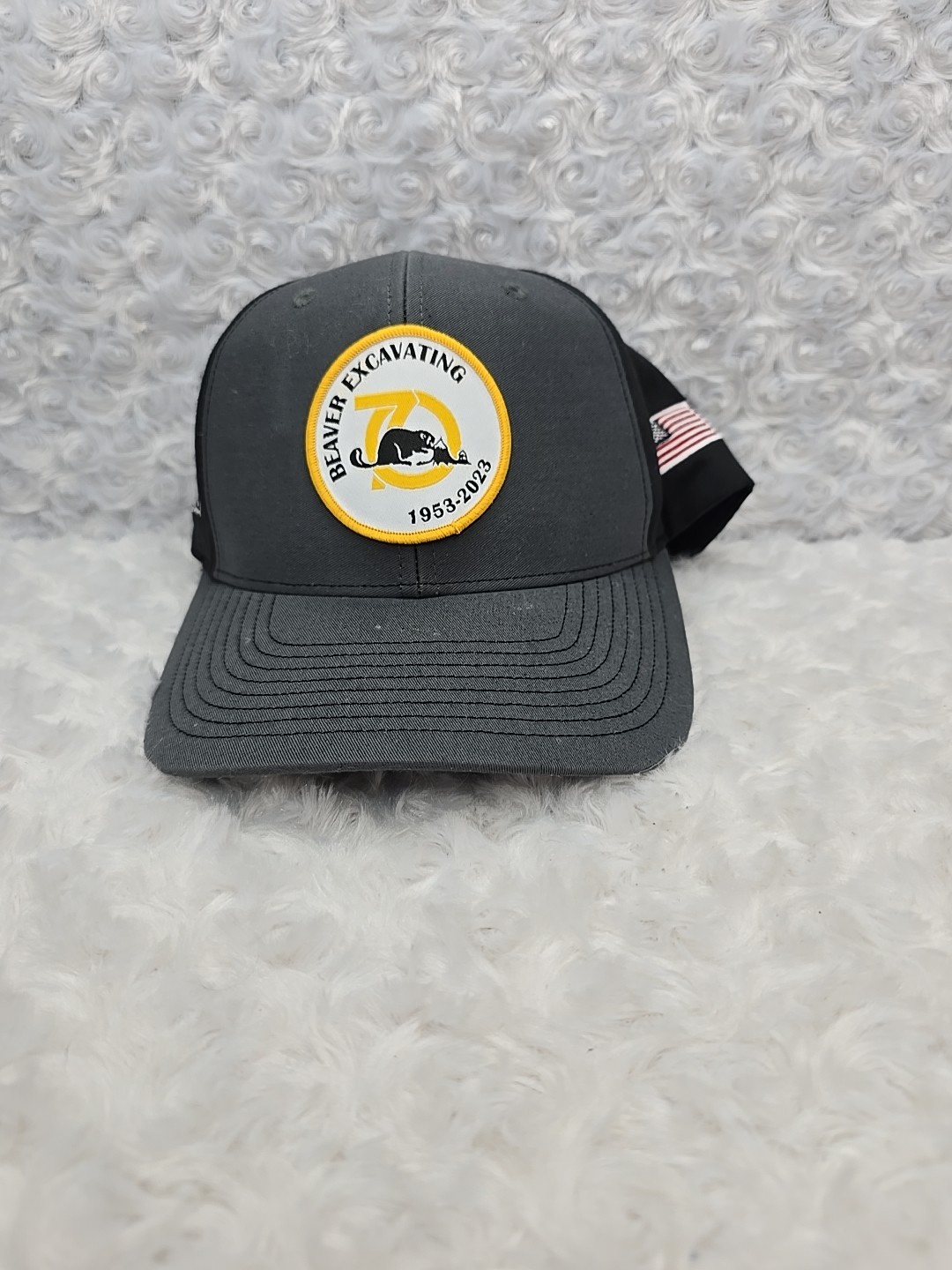 Beaver Excavating HAT Companies Snapback Trucker Cap USA Flag