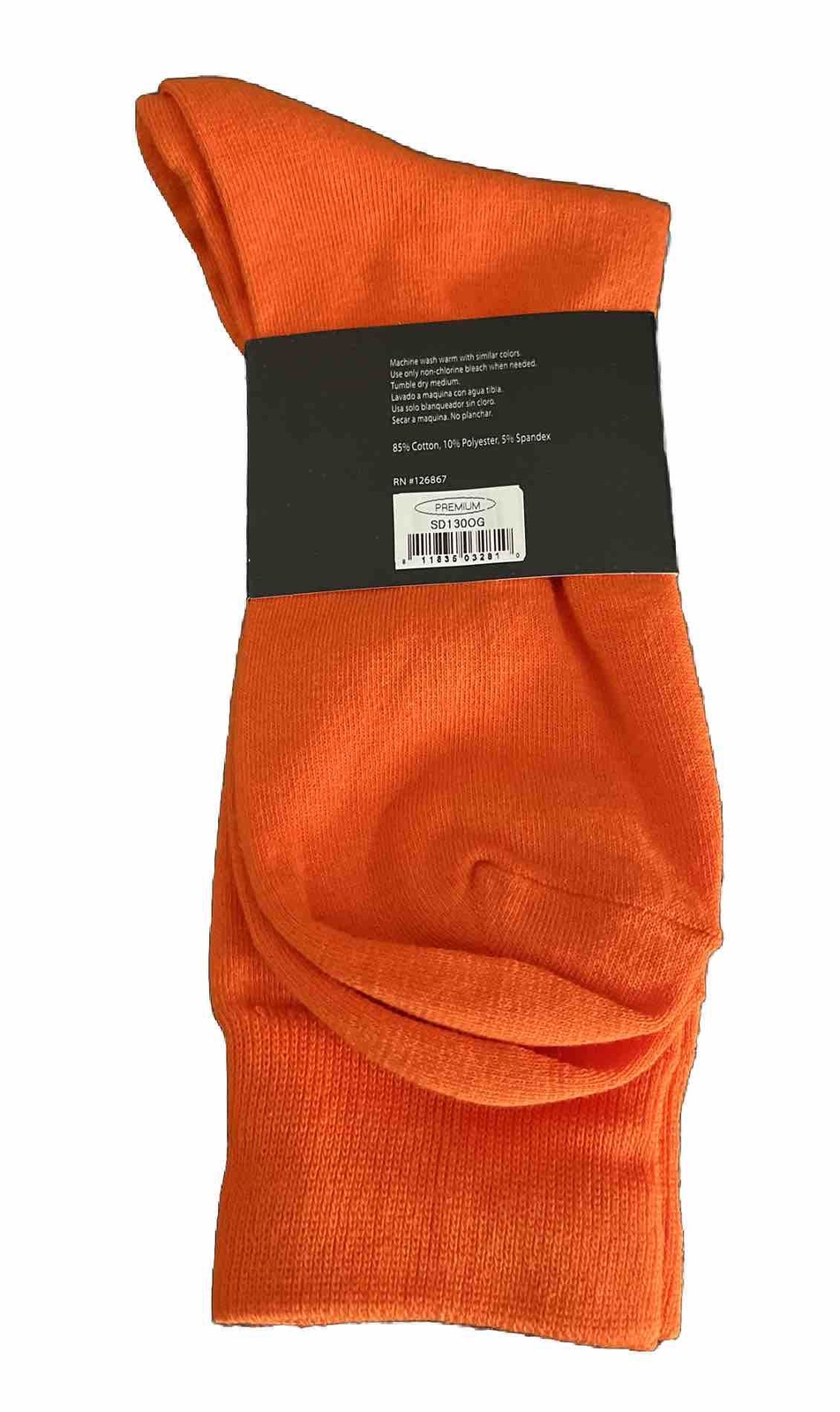 FineFit Cotton Comfort Sock Size 10-13 Neon Orange