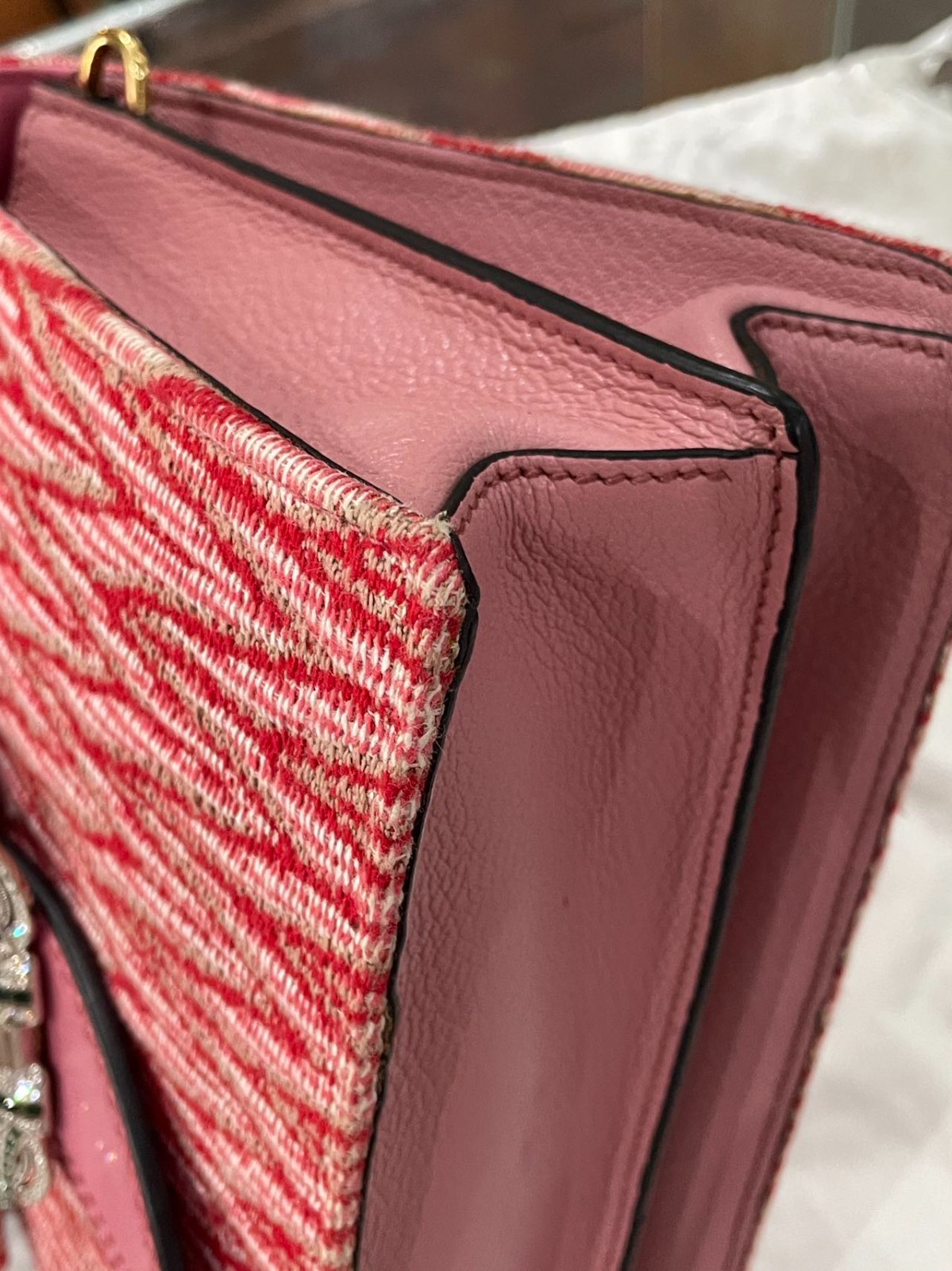 Miu Miu Mini Sunflower Gem Shoulder Bag Pink Leather Italy