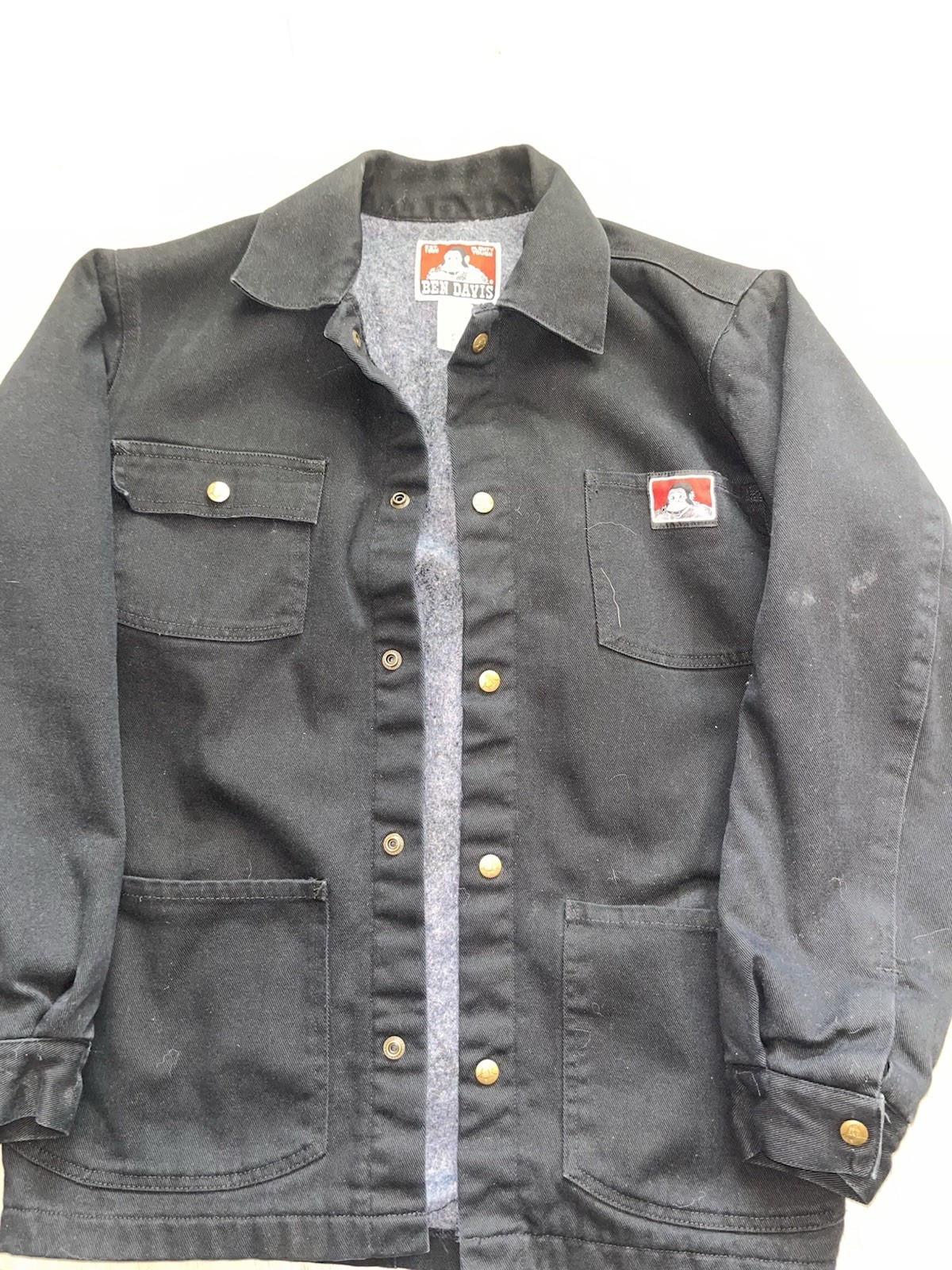 Ben Davis Men’s Black Lined Button-Front Overcoat Jacket Size S Pockets