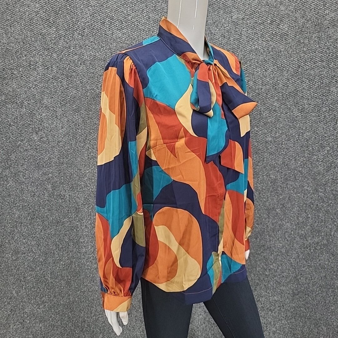 Studio Park x Leah Williams Tie Neck Printed Blouse Top Small Size Tee Shirt