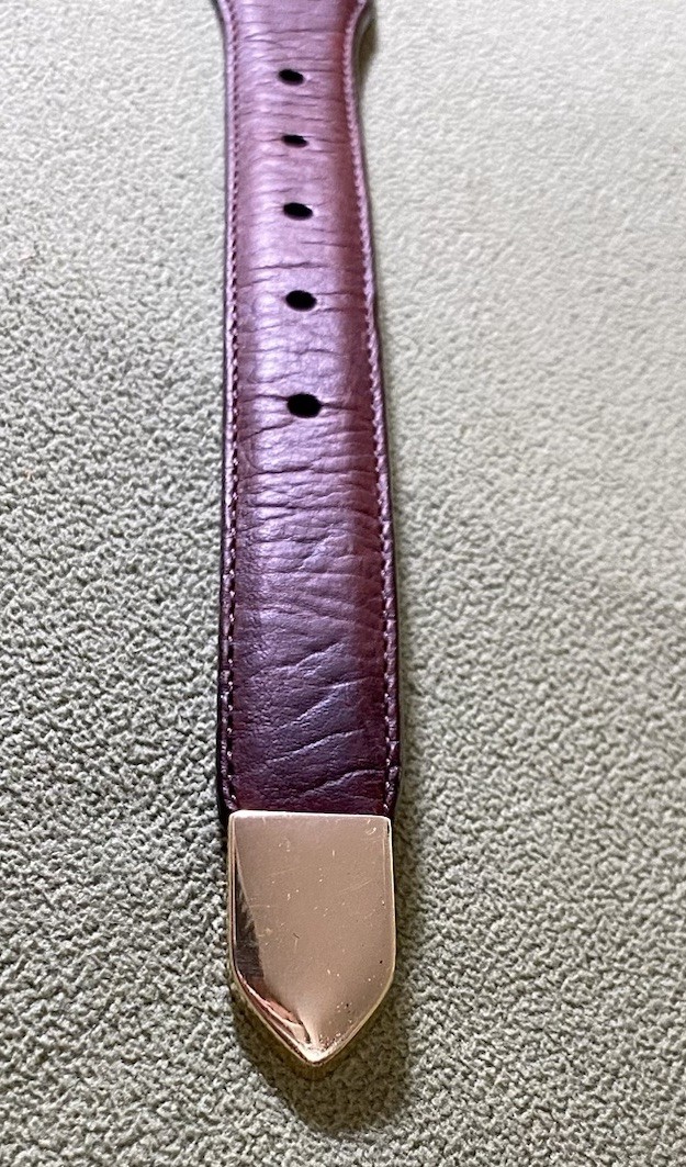 Orvis Mens Sz 40 Medium Brown American Bison Belt Tapered End Gold Buckle USA