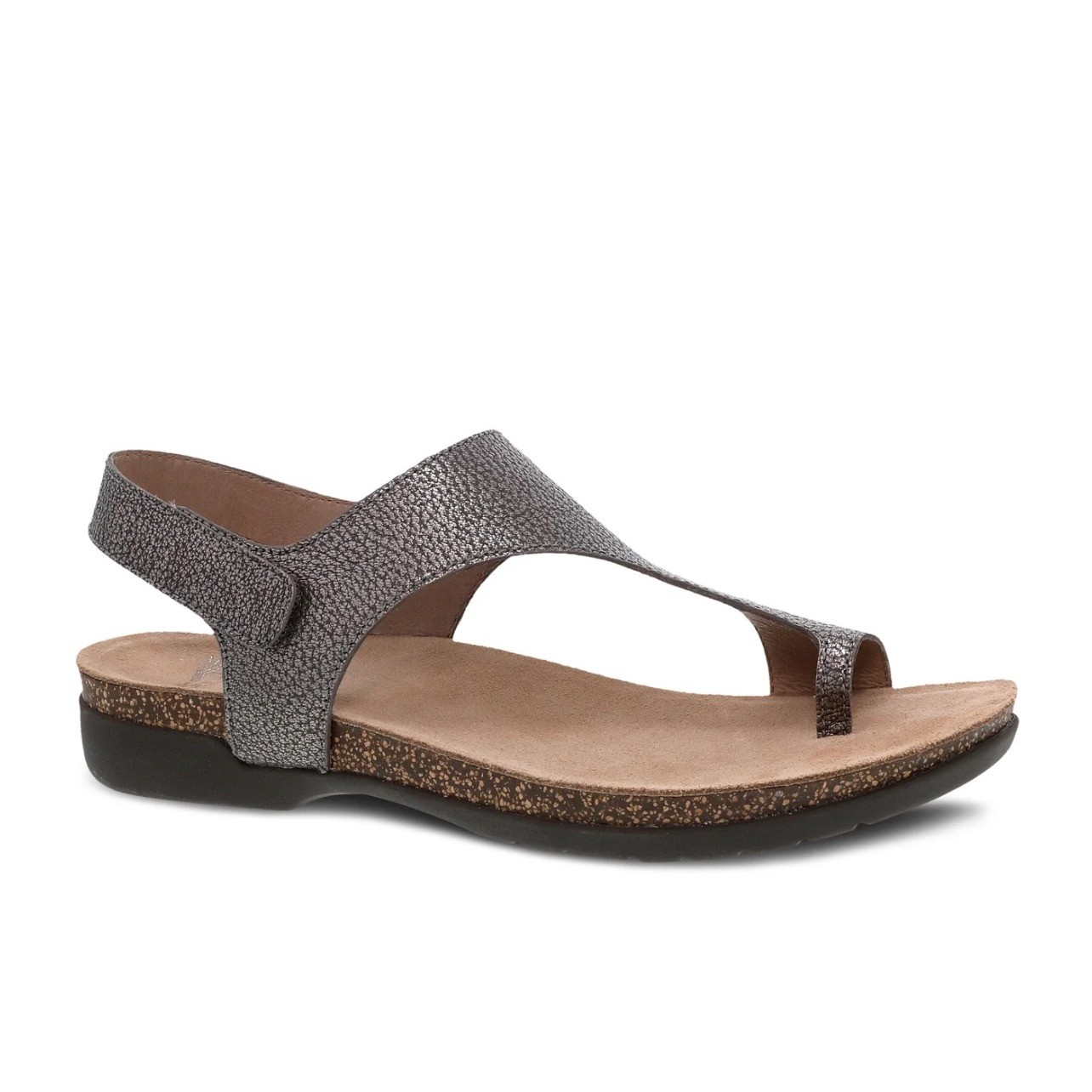 Dansko Reece Pewter Metallic Leather Toe Loop Sandals Comfort Womens Size 39