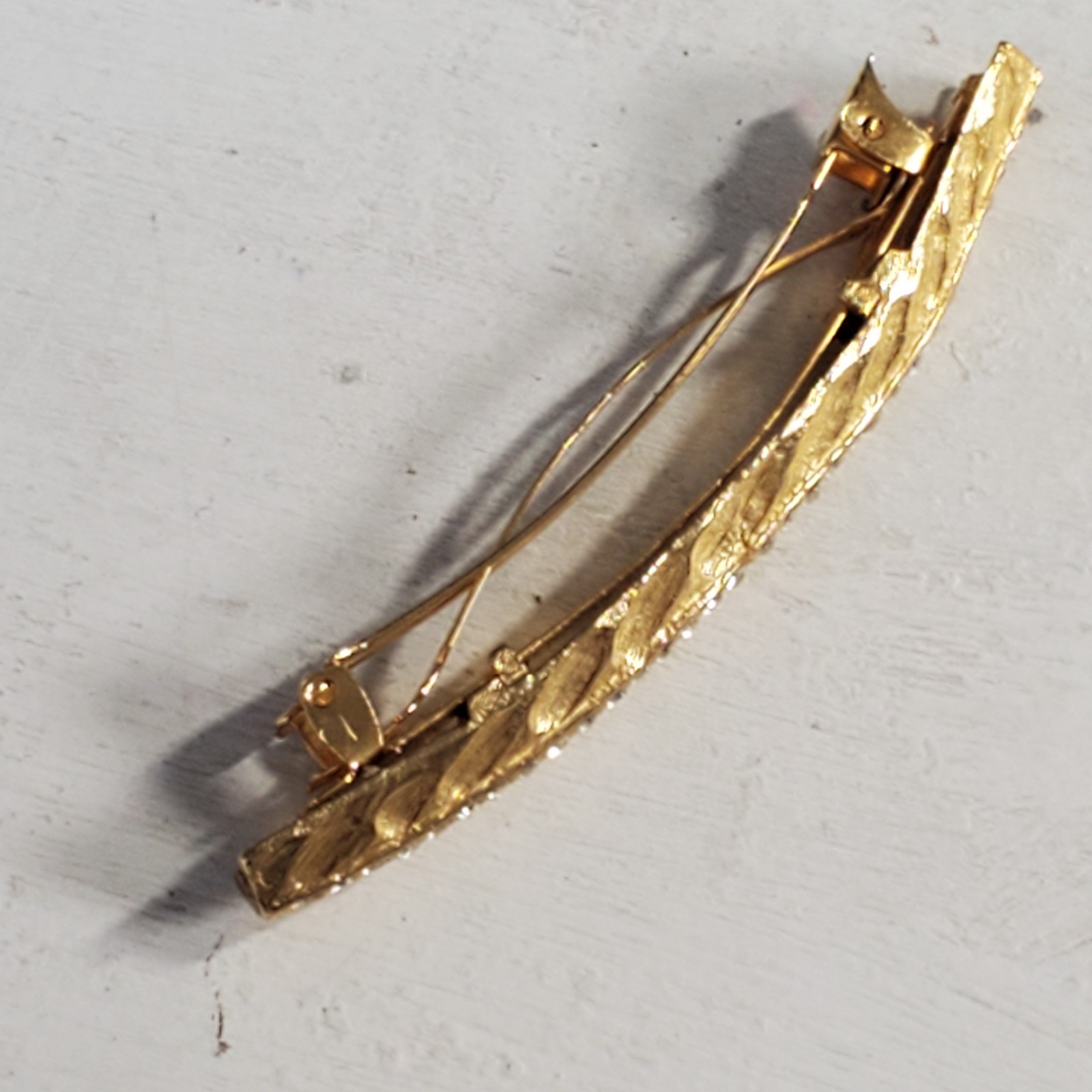 Hair Clip Barrette 3 Inch Gold Tone w/ Rhinestons , 1PCS